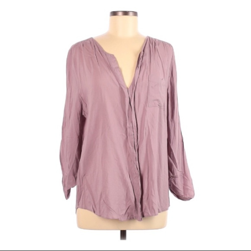 American Rag | Pink Button Down Top Medium Blouse Antique Rose Long Sleeve